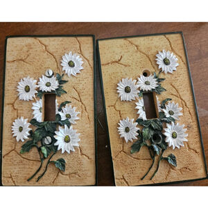 Vintage Ceramic Raised Floral Light Switch Cover Plate Flowers Daisy 3D